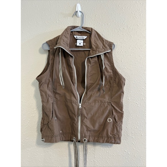 Columbia Jackets & Blazers - Columbia Omni-Shade Women Brown Zip Vest WL1398 Cotton Nylon Blend L Gorpcore